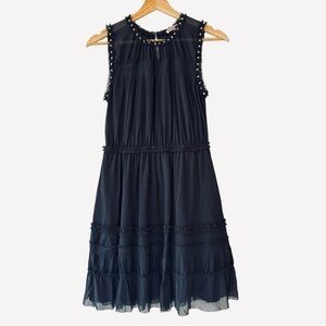 Juicy Couture Gold Stud Black Chiffon Mini Dress